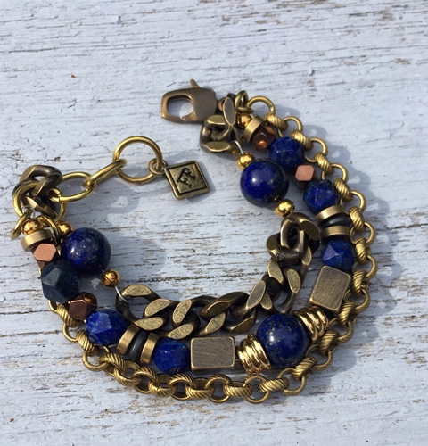 Frederick Prince custom bracelet - brass and lapis lazuli