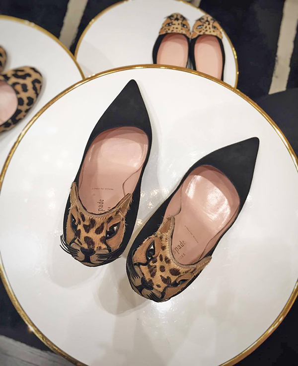Cheetah back black heels from Kate Spade Leopard Collection